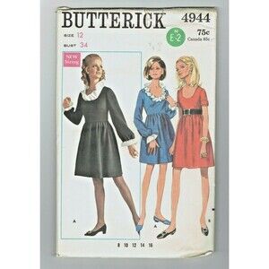 Butterick 4944 Size 12 Bust 34 Misses Unused Uncut Vintage Pattern 60s Dress